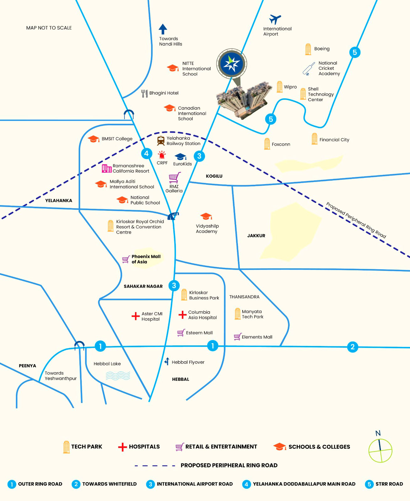 2BHK & 3BHK apartments in Bagalur Road Yelahanka in North Bangalore - Location Map